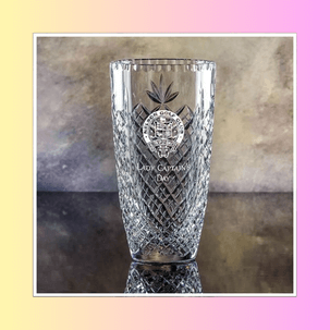Engraved crystal vase